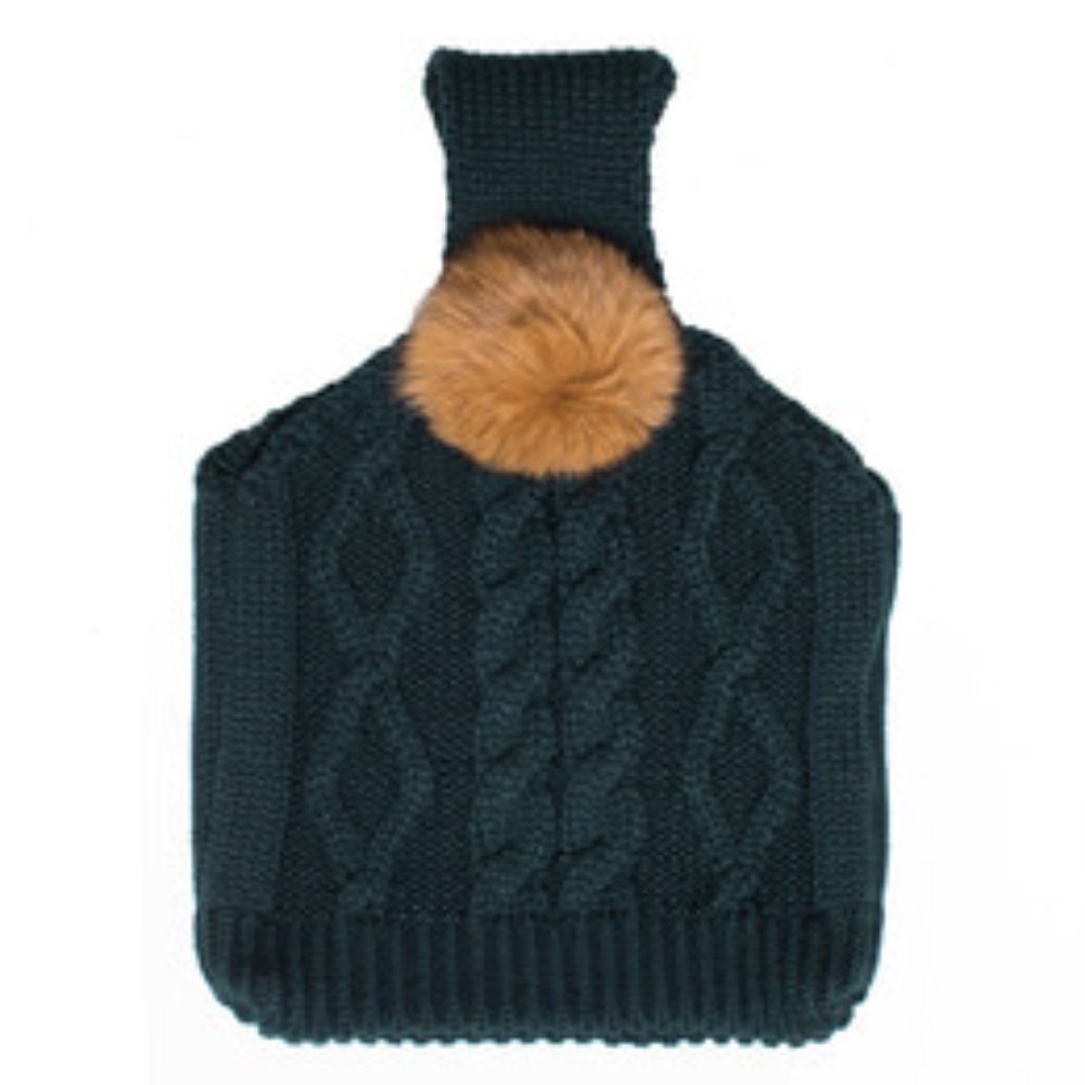 pompom knit bag green