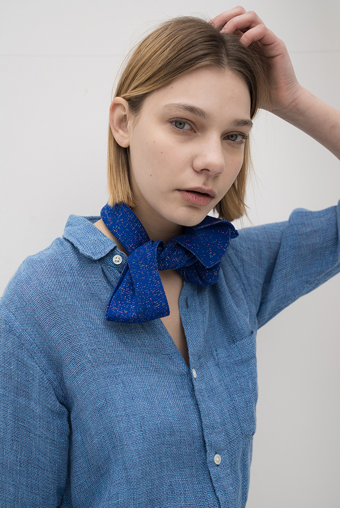 mer knit tie scarf - blue